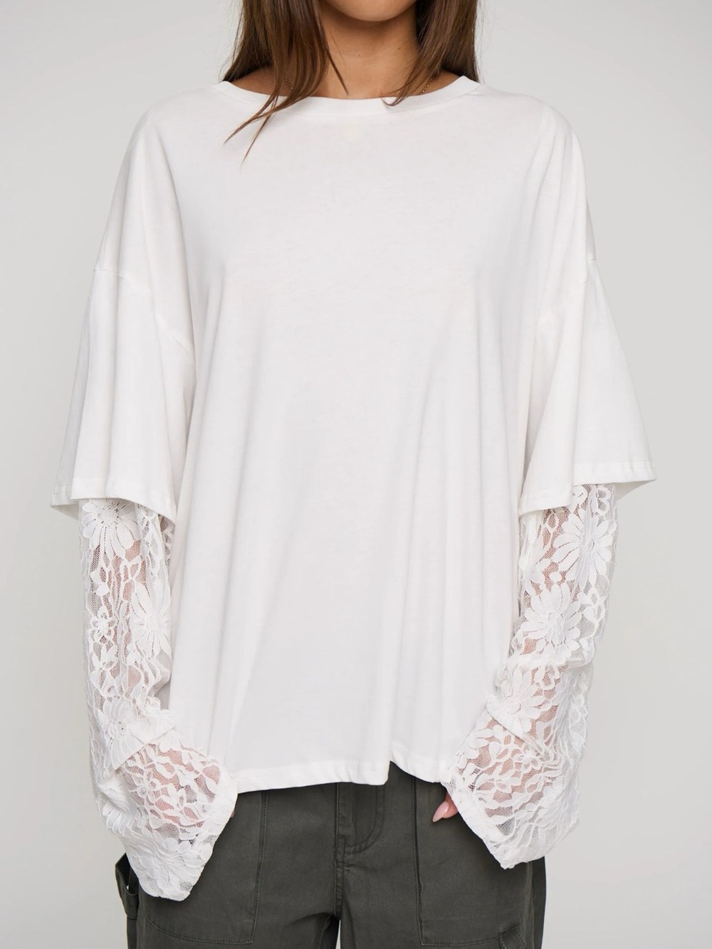 Layered Lace-Sleeve T-Shirt